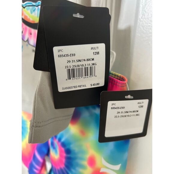 NWT Hurley 2 Piece Swim Set Size 12 Months Rashguard and Shorts Mulitcolor - Picture 2 of 7